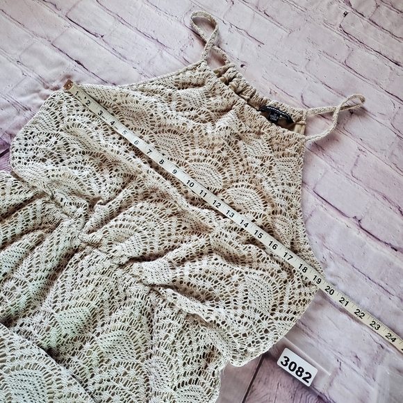 Sharagano Lace Maxi Dress Halter Sleeveless Beachy Summer Bohemian in Bone Sz 14 - Picture 11 of 13